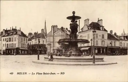 Ak Melun Seine et Marne, Place Saint-Jean