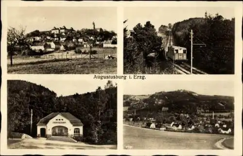 Ak Augustusburg Erzgebirge, Drahtseilbahn, Stadtansicht