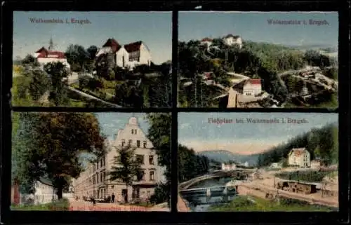 Ak Wolkenstein im Erzgebirge, Teilansichten, Floßplatz