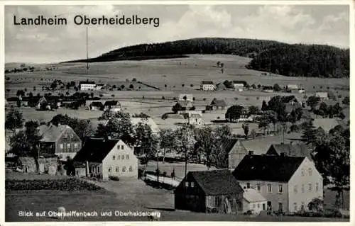 Ak Oberheidelberg Seiffen im Erzgebirge, Blick auf den Ort, Landheim, Felder, Wald