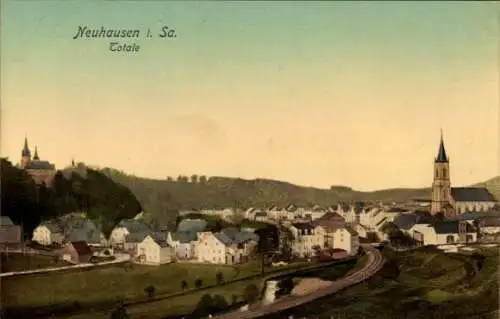 Ak Neuhausen im Erzgebirge, Totalansicht, Kirche