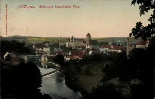 Ak Zschopau im Erzgebirge Sachsen, Teilansicht, Blick vom Gensel'schen Park