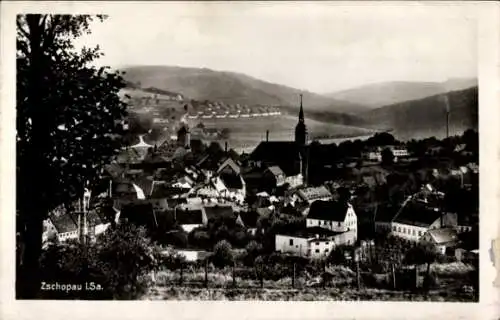 Ak Zschopau Sachsen, Blick auf den Ort mit Landschaft