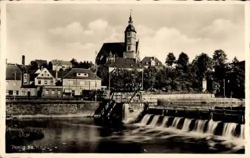 Ak Penig in Sachsen, Teilansicht, Kirche