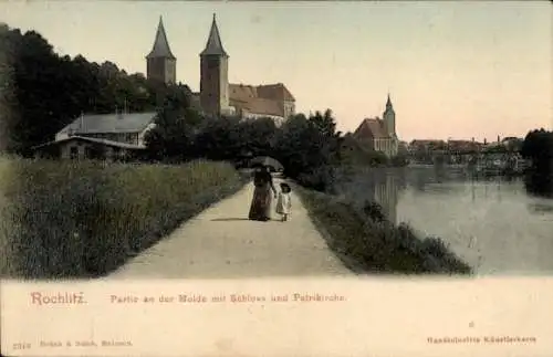 Ak Rochlitz in Sachsen, an der Mulde, Schloss und Petrikirche