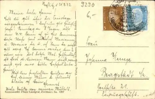 Ak Rochlitz Sachsen, Topfmarkt mit Kriegerdenkmal