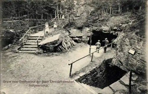 Ak Ehrenfriedersdorf im Erzgebirge, Greifenstein, Stülpnerhöhle, Greifenstein-Hotel