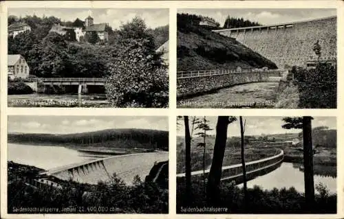 Ak Rauenstein Pockau Lengefeld, Schloss Rauenstein, Saidenbachtalsperre, Sperrmauer mit Ablauf