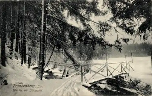 Ak Frankenberg in Sachsen, Lützeltal, Panorama, Winteransicht