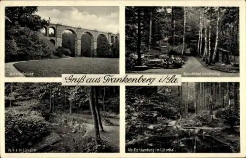 Ak Frankenberg Sachsen, Lützeltalbrücke, Naturbühne