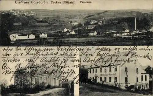 Ak Görsdorf Pockau im Erzgebirge, Panorama, Teilansichten, Gasthaus zu Görsdorf