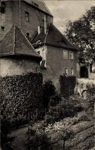 Ak Leisnig in Sachsen, Schloss Mildenstein, Torwärterhaus, Burggraben