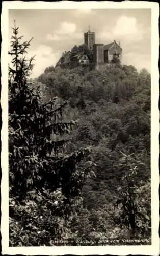 Ak Lutherstadt Eisenach in Thüringen, Wartburg, Blick vom Katzensprung