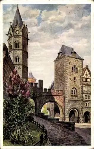 Künstler Ak Lindegreen, K., Lutherstadt Eisenach in Thüringen, Nicolai Tor, Kirchturm