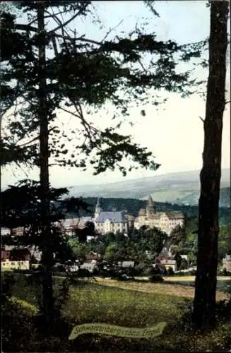 Ak Schwarzenberg im Erzgebirge Sachsen, Schloss, Kirche, Panorama