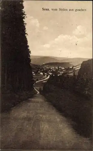 Ak Sosa Eibenstock im Erzgebirge, vom Süden aus gesehen, Auersberg