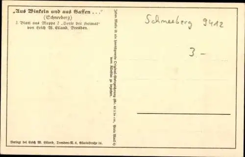 Ak Schneeberg im Erzgebirge, Aus Winkeln und Gassen, Teilansicht