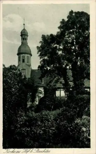 Ak Hof Naundorf in Sachsen, Blick zur Kirche