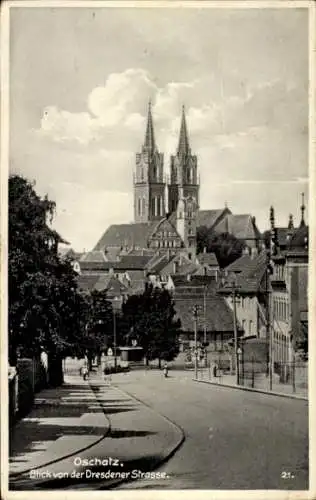 Ak Oschatz in Sachsen, Kirche, Blick von der Dresdener Straße