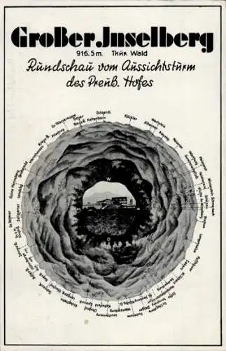 Ak Brotterode in Thüringen, Großer Inselsberg, Aussicht vom Aussichtsturm des Preußischen Hofes