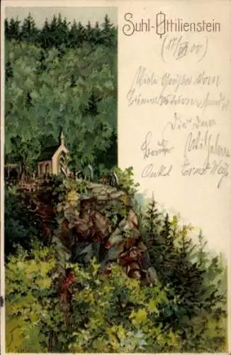 Litho Suhl in Thüringen, Ottilienstein, Kapelle