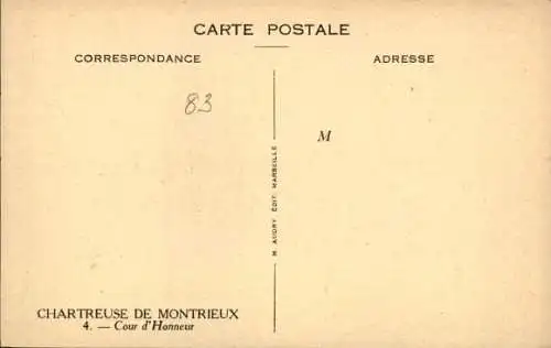 Ak Méounes Var, Chartreuse de Montrieux, Cour d'Honneur