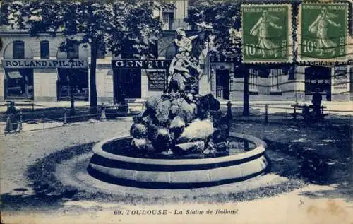 Ak Toulouse Haute Garonne, Statue de Rolland