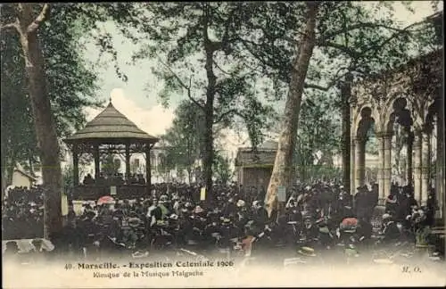 Ak Marseille Bouches du Rhône, Exposition Coloniale 1906, Kiosque de la Musique Malgache