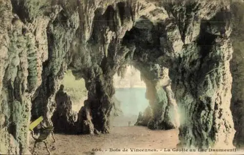 Ak Paris XII Bois de Vincennes, Grotte au Lac Daumensnil