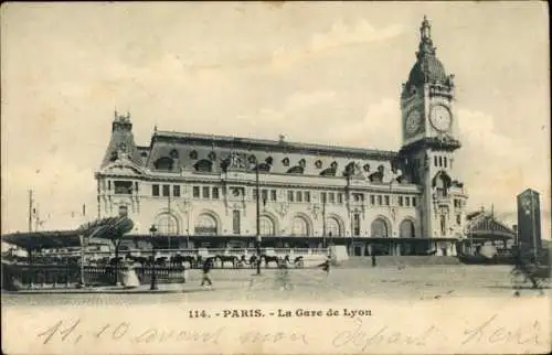 Ak Paris, Lyoner Bahnhof, Turmuhr