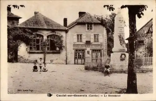 Ak Condat auf Ganaveix Corrèze, Denkmal, Restaurant-Café