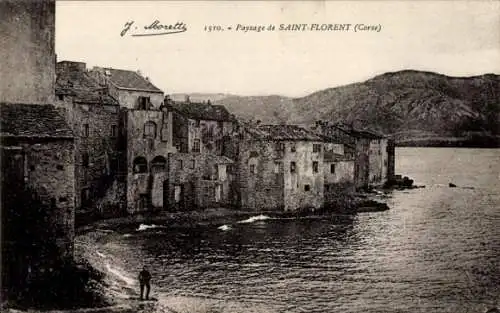 Ak Saint Florent Haute Corse, Teilansicht, Häuser am Wasser