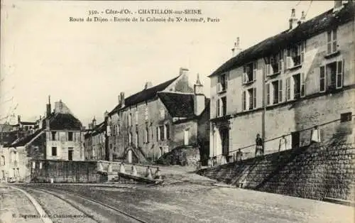 Ak Châtillon sur Seine Côte d’Or, Route de Dijon, Entree de la Colonie du Xe Arrond. Paris