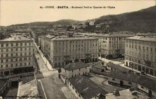 Ak Bastia Haute Corse, Boulevard Paoli et Quartier de l'Opera