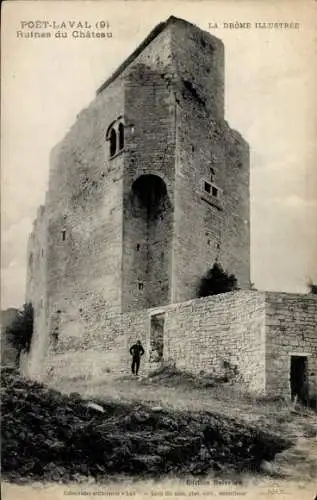 Ak Poet-Laval Drôme, Ruines du Chateau