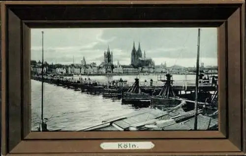 Ak Köln am Rhein, Schiffbrücke, Dom, Türme