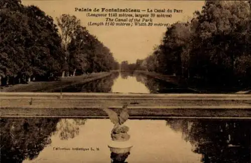 Ak Fontainebleau Seine et Marne, Palast, Canal du Parc