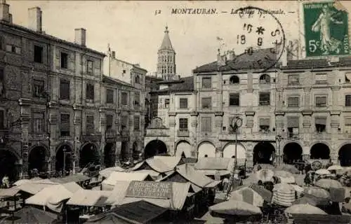 Ak Montauban Tarn et Garonne, La Place Nationale