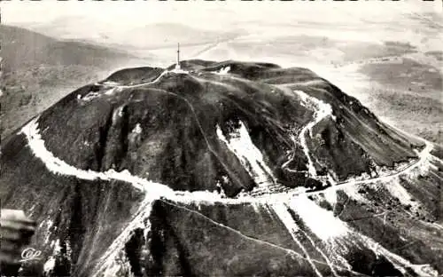 Ak Puy de Dôme, Gipfel, Autostraße aus dem Flugzeug gesehen