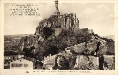 Ak Le Puy en Velay Haute Loire, Rocher Corneille, Notre Dame de France