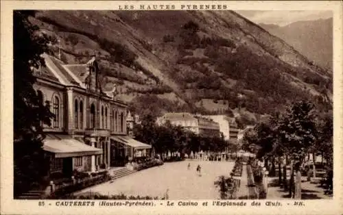 Ak Cauterets Hautes Pyrénées, Casino, Esplanade des Œufs