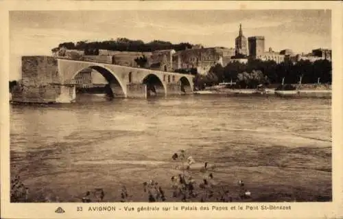 Ak Avignon-Vaucluse, Papstpalast, Pont St-Benezet