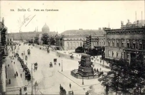 Ak Berlin, Unter den Linden, Platz am Opernhaus, Denkmal