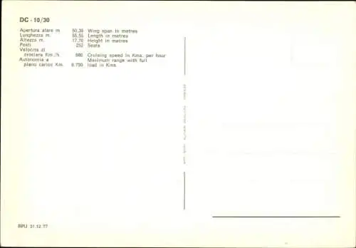 Ak Italienisches Passagierflugzeug der Alitalia, DC-10-30, I-DYNE