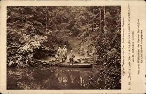 Ak Hansestadt Bremen, Grotte zwischen Hachezbrücke und Aussichtsturm, O. Bohmann