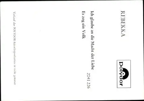 Ak Sängerin Rebekka, Porträt, Polydor-Schallplatten