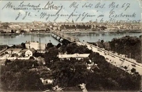 Ak Warszawa Warschau Polen, Panorama, Brücke