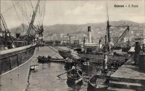 Ak Genova Genua Liguria, Hafen, Boote