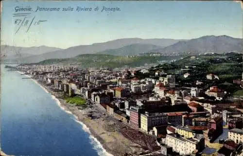 Ak Genova Genua Liguria, Panorama sulla Riviera di Ponente