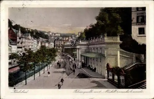 Ak Karlovy Vary Karlsbad Stadt, Felsenquelle mit Mühlbrunnkolonnade